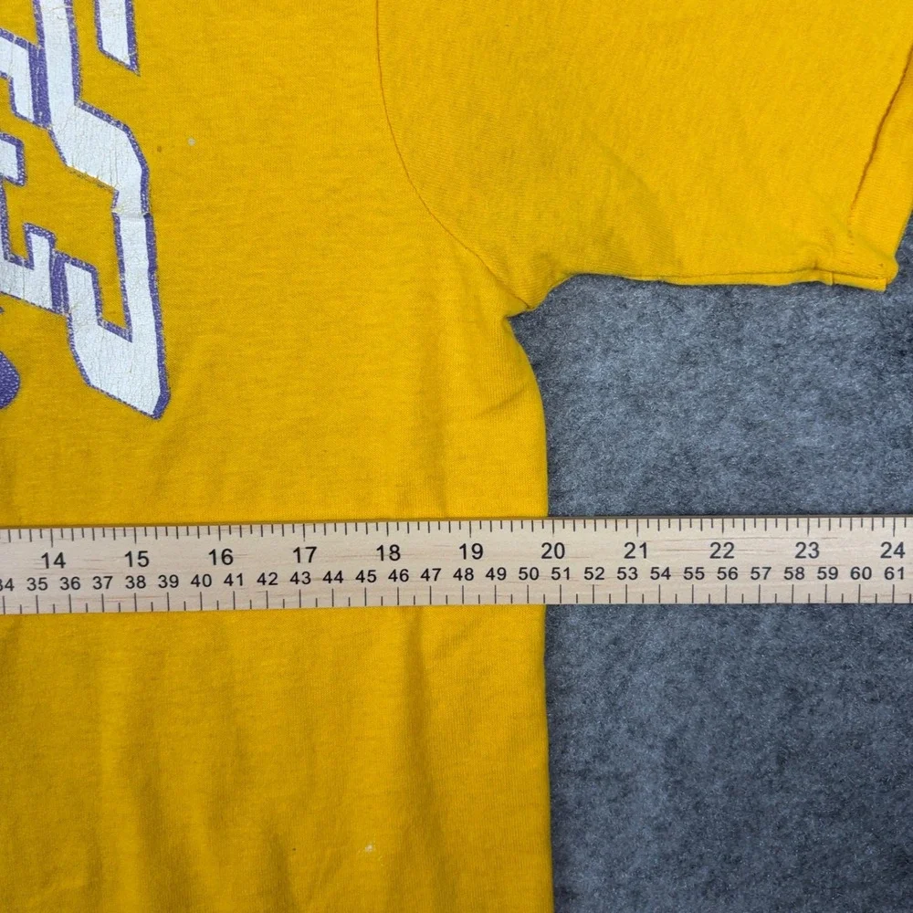 80s LA Lakers Champion T Shirt Mens Large Gold Los Angeles Vintage Graphic NBA - Picture 6 of 16